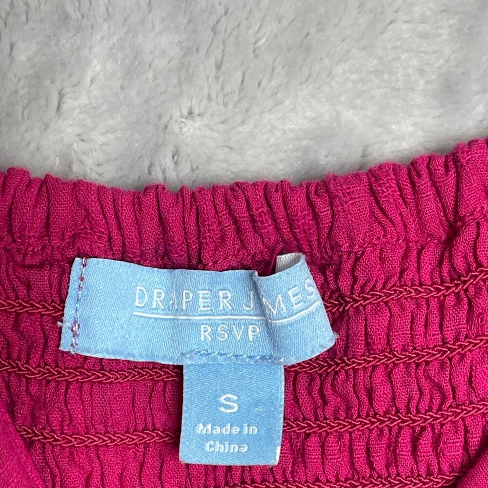 Draper James Puff Sleeve Midi Dress Womens S Pink Square Neck A Line Preppy - Picture 4 of 9